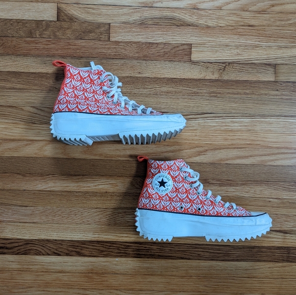 Converse Run Star Hike Red Floral Platform Sneakers - Picture 3 of 7